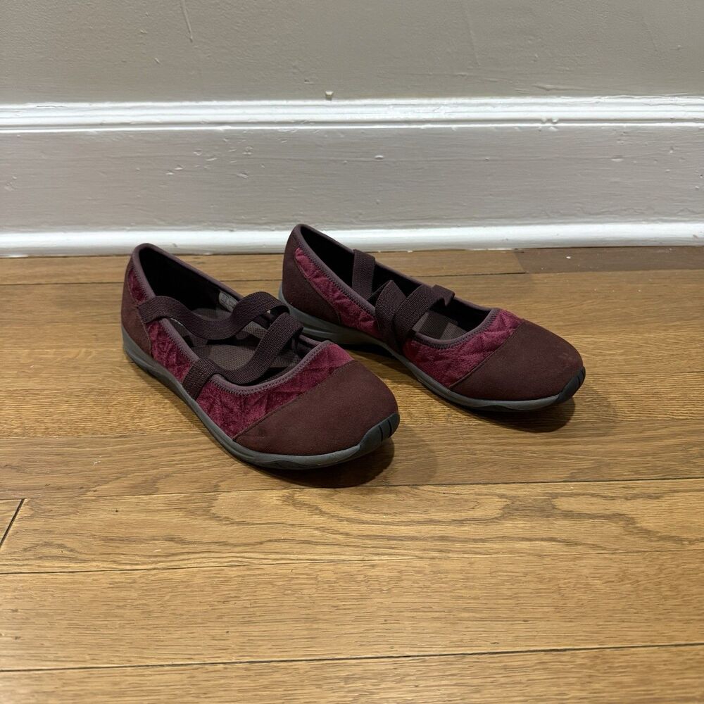 Land's End Burgundy Maroon Red Mary Jane Walking Comfort Shoe Size US 8.5 EUR 39